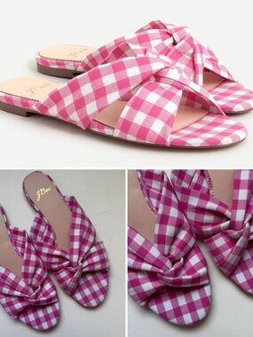 J. Crew Twisted Knot Sandals in Cotton Gingham